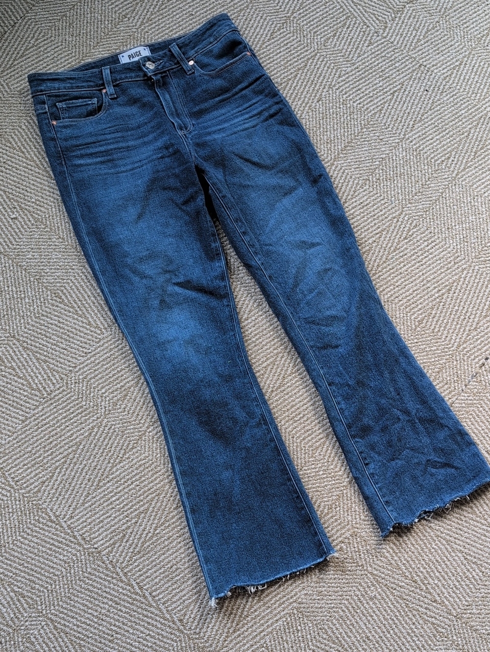 PAIGE Colette Crop Flare Cutoff Denim Jeans Medium Wash - Sz 28 or 6